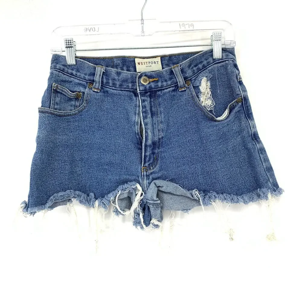 Vintage Westport 90s Denim Jean Shorts Cut Offs Womens Sz 27